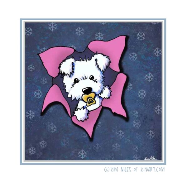 Winter Westie terrier puppy art