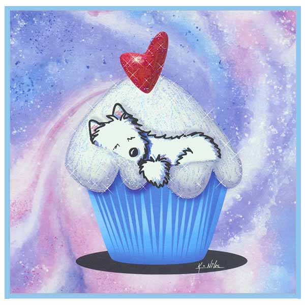 Embellished Cupcake Westie print