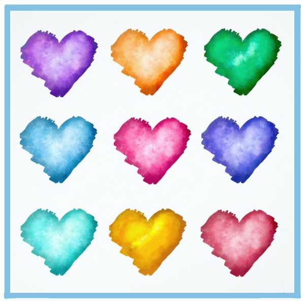 Watercolor Hearts Print