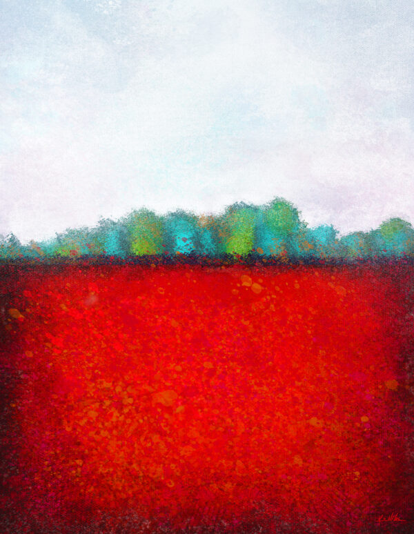 Impressionist Trees on Red art print