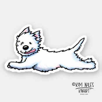 Flying Westie Terrier Sticker