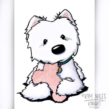 Original KiniArt Westie terrier dog art by KIM NILES.