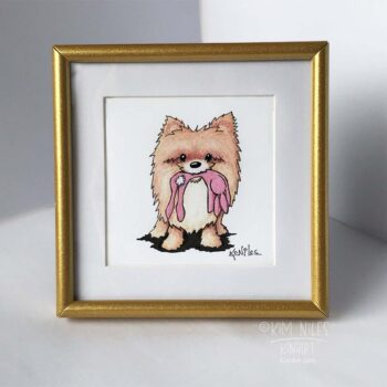 Framed KiniArt Pomeranian dog Art