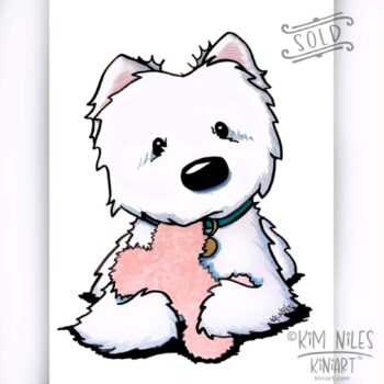 SOLD Original KiniArt Westie terrier dog art by KIM NILES.