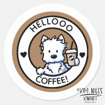 Coffee Lover Westie KiniArt Sticker