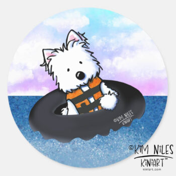 Floating Westie KiniArt Sticker