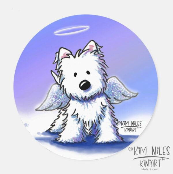 Angel Westie KiniArt Sticker