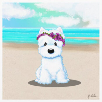 Beach Blossom Westie art print
