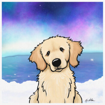 Golden Retriever winter art by Kim Niles