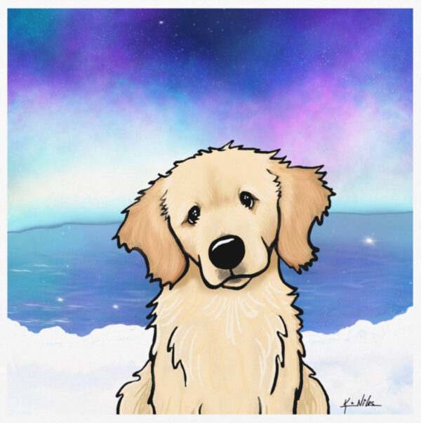 Golden Retriever winter art by Kim Niles