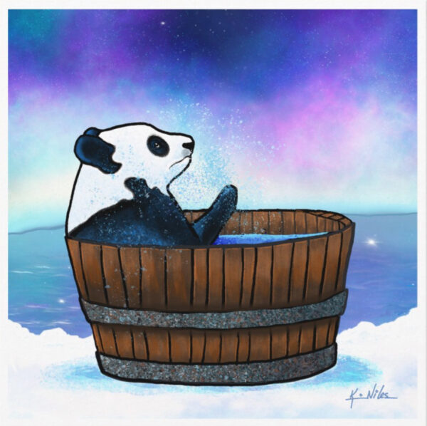 Hot Tub Panda print by Kim Niles