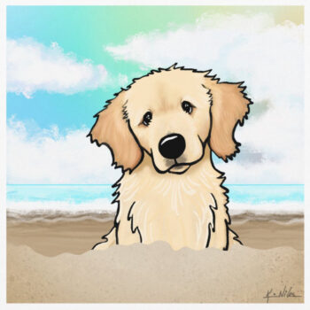 Golden Retriever Beach art print