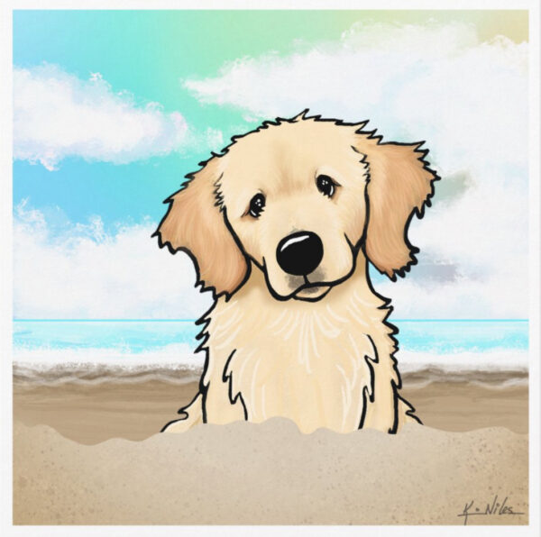 Golden Retriever Beach art print