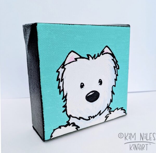 Original Westie terrier chunky Canvas Painting by Kim Niles