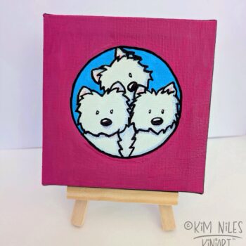 Original Westie trio Canvas Painting by Kim Niles