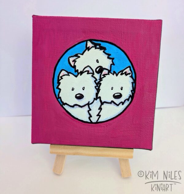 Original Westie trio Canvas Painting by Kim Niles